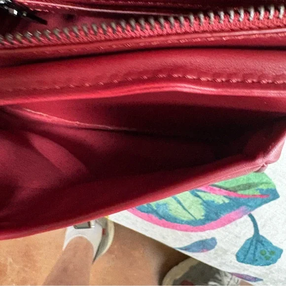 Badgley Mischka Red Quilted Vegan Leather Crossbody Bag NWT - Picture 5 of 5